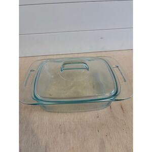 Vintage Pyrex 2 Qt (1.9 L) Easy Grab Clear Baking Dish #C024 Lid #C624 Casserole